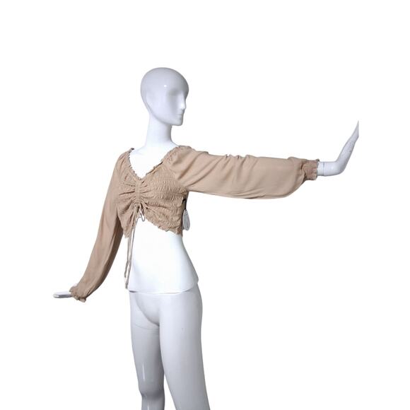 Japna Babydoll Cinched Women's size Large Smocked V-Neck Grungecore Party Top - Picture 5 of 7